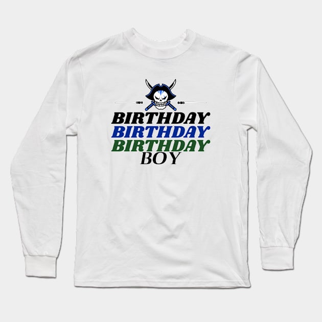 Pirate Birthday Boy Long Sleeve T-Shirt by Mountain Morning Graphics